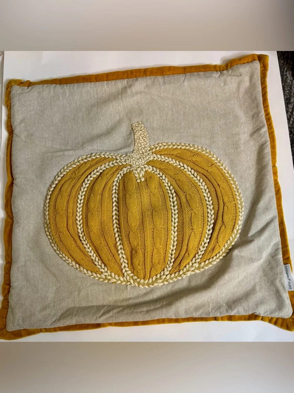 Mustard Yellow Cable Knit Pumpkin Decorative Pillow Cover - Home Accents